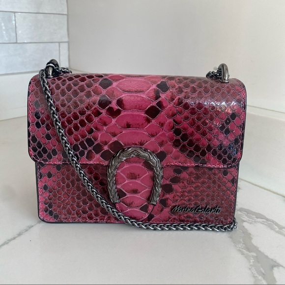 🆕 Marina Galanti 🇮🇹 Vera Pelle Leather Crossbody/Shoulder Bag Chain Strap - Picture 13 of 16